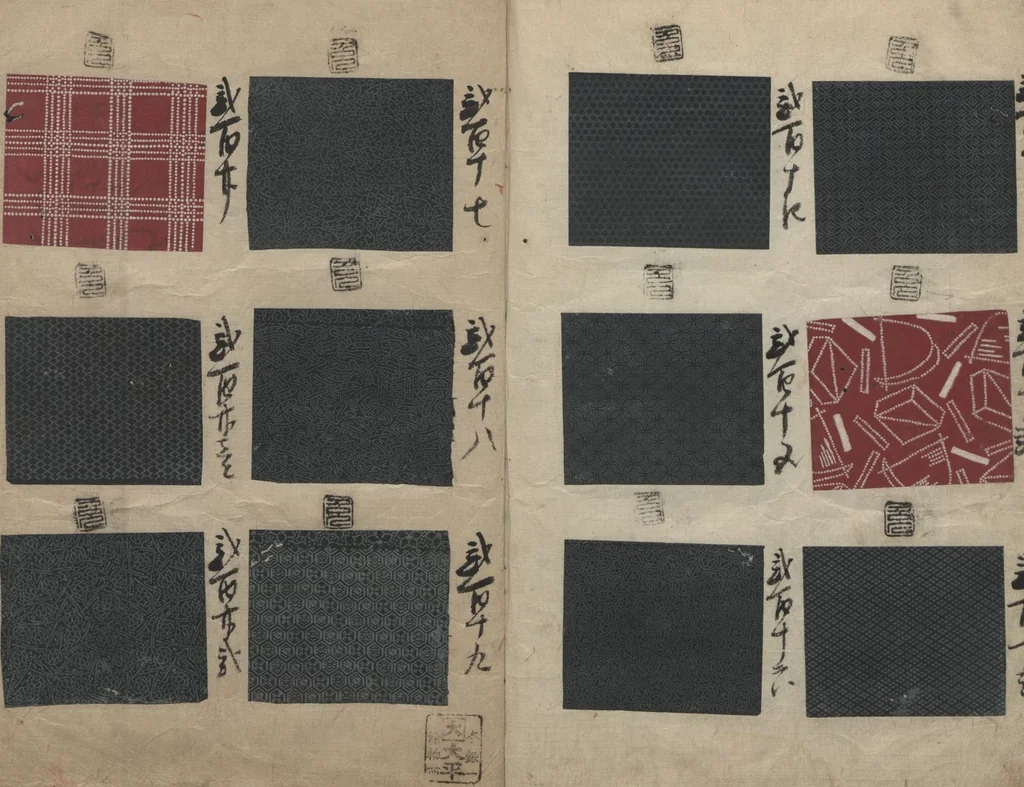 An illustration from Book of Designs (Inu jirushi Shin Komon chō 戌印 新小紋帳 ), 1680, leaf 22