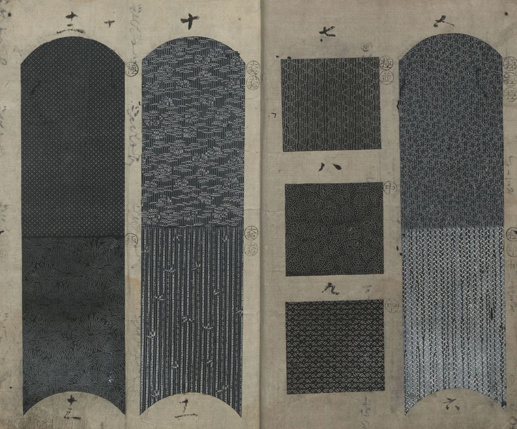 An illustration from Book of Designs (Tsuchinoto shinsen Komon chō 己新撰 小紋帳 ), 1660, leaf 3