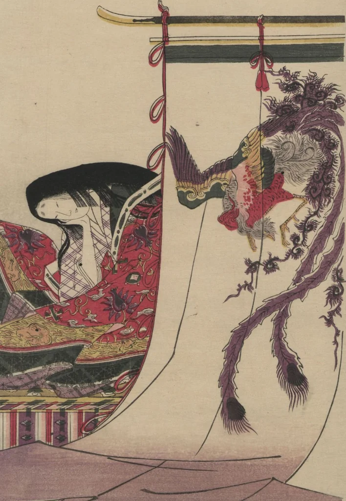 An illustration from Brocade Prints of the Thirty-six Poetesses (Nishiki zuri onna sanjūrokkasen 錦摺女三十六歌仙), 1801, leaf 30