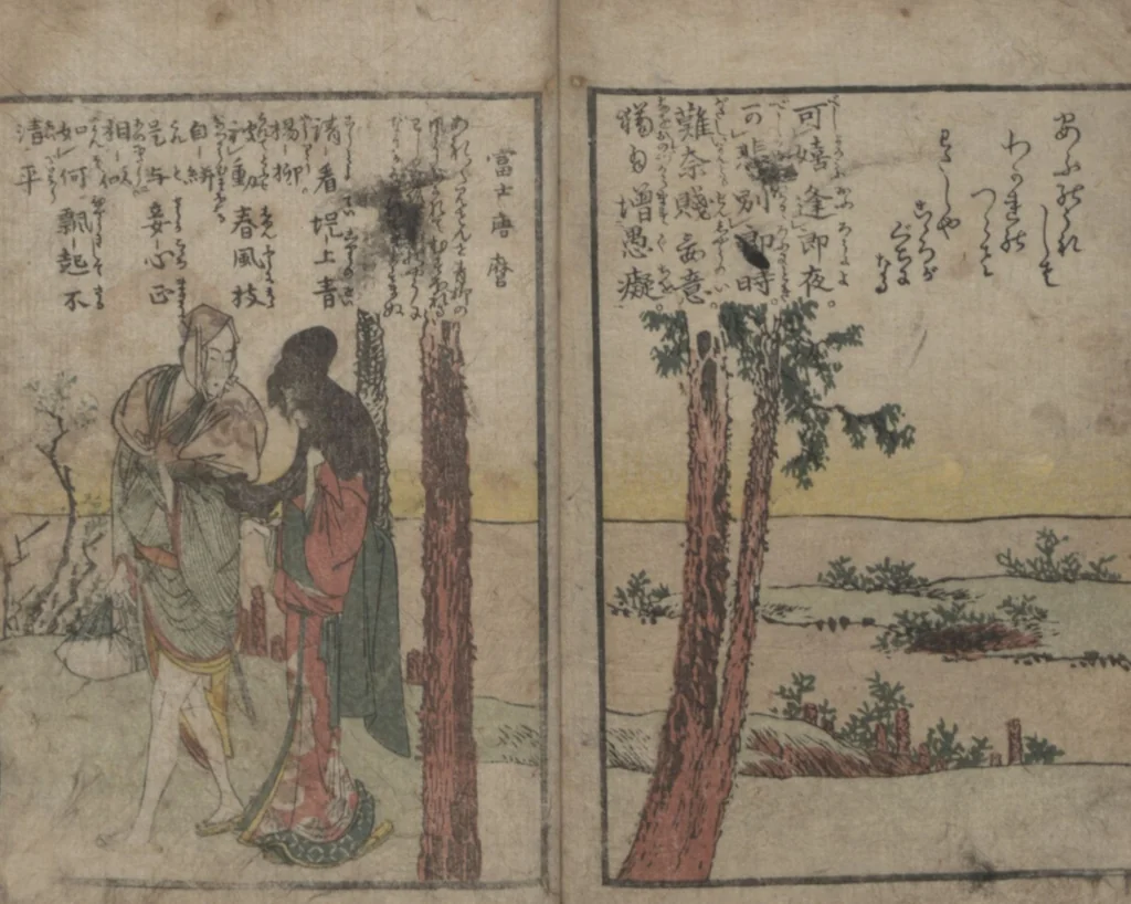An illustration from Lives of Courtesans at Itako (Itako zekku 潮来絶句), 1802, leaf 20