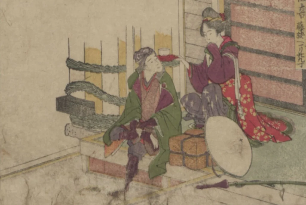 An illustration from Fifty-three Stations on the Tōkaidō Road, Fuchū (Tōkaidō gojūsan-tsugi 東海道五十三次), 1845, leaf 29
