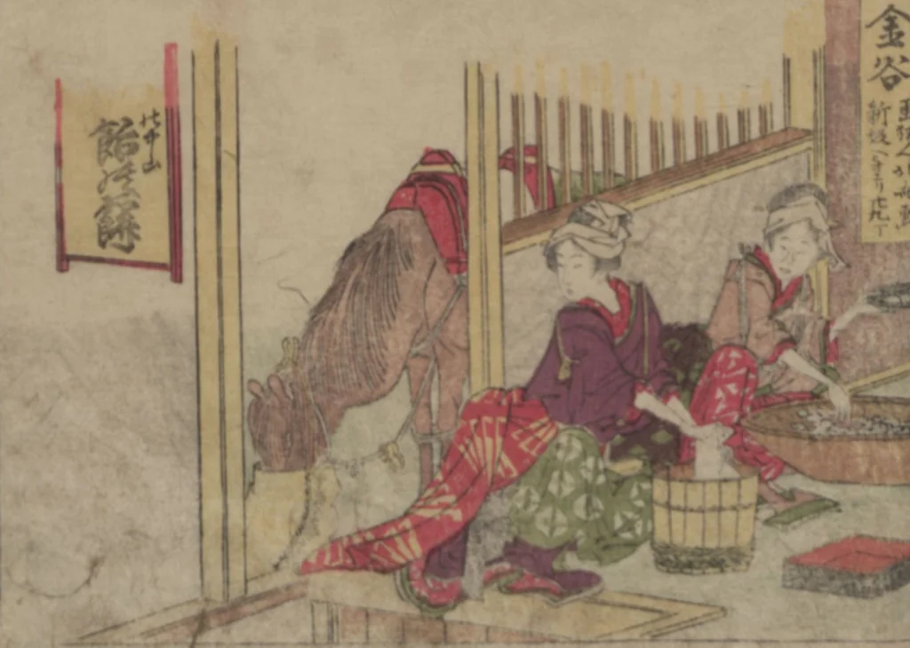 An illustration from Fifty-three Stations on the Tōkaidō Road, Fuchū (Tōkaidō gojūsan-tsugi 東海道五十三次), 1845, leaf 31