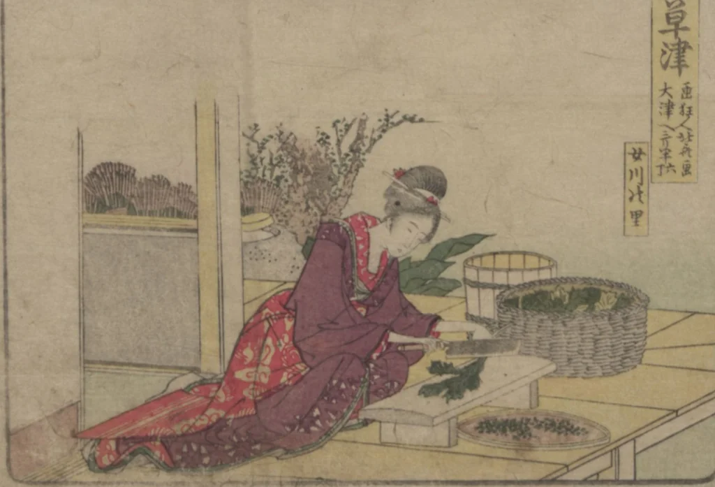 An illustration from Fifty-three Stations on the Tōkaidō Road, Fuchū (Tōkaidō gojūsan-tsugi 東海道五十三次), 1845, leaf 67