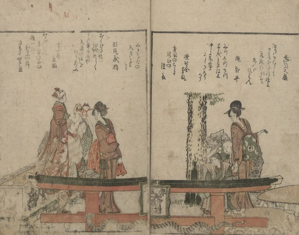 An illustration from Illustrated Book of Humorous Poems "Mountain on Mountain" (Ehon Kyōka yama mata yama 絵本狂歌山満多山) : [volume 3], 1803, leaf 4