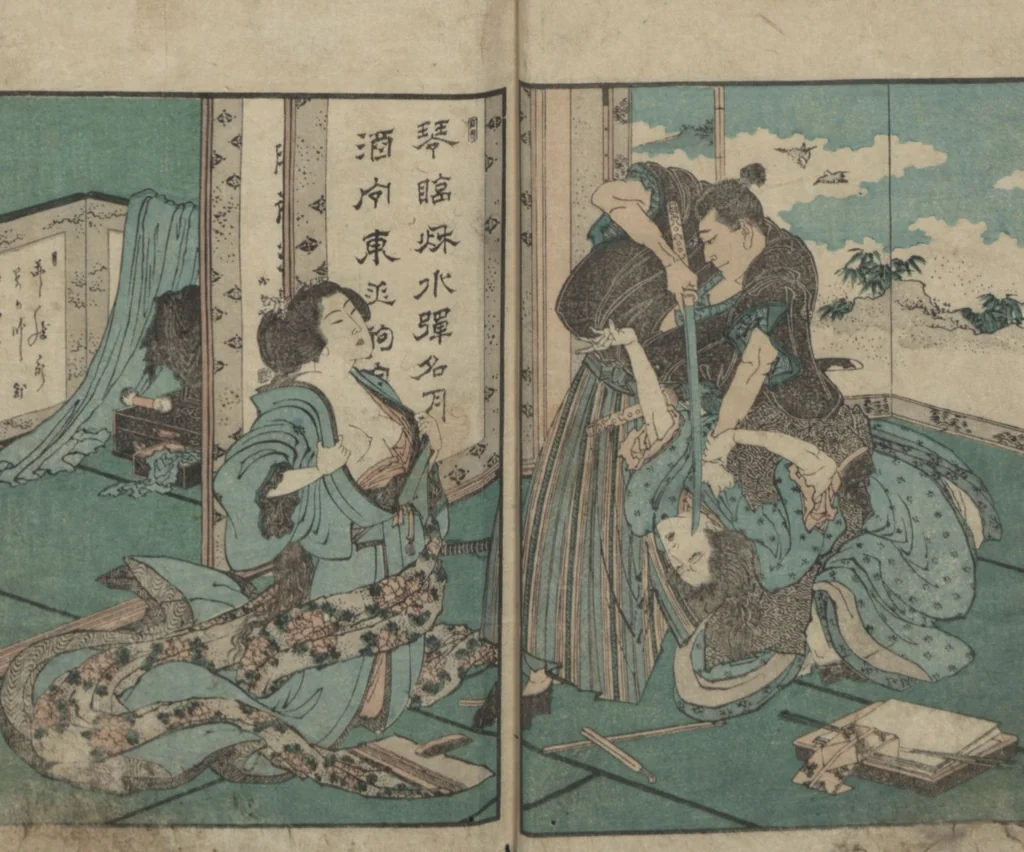 An illustration from Precepts for Women (Ehon Onna imagawa 絵本女今川), 1820, leaf 12
