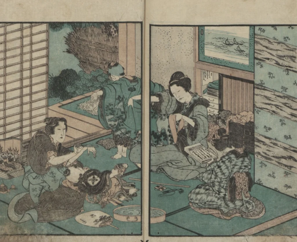 An illustration from Precepts for Women (Ehon Onna imagawa 絵本女今川), 1820, leaf 16