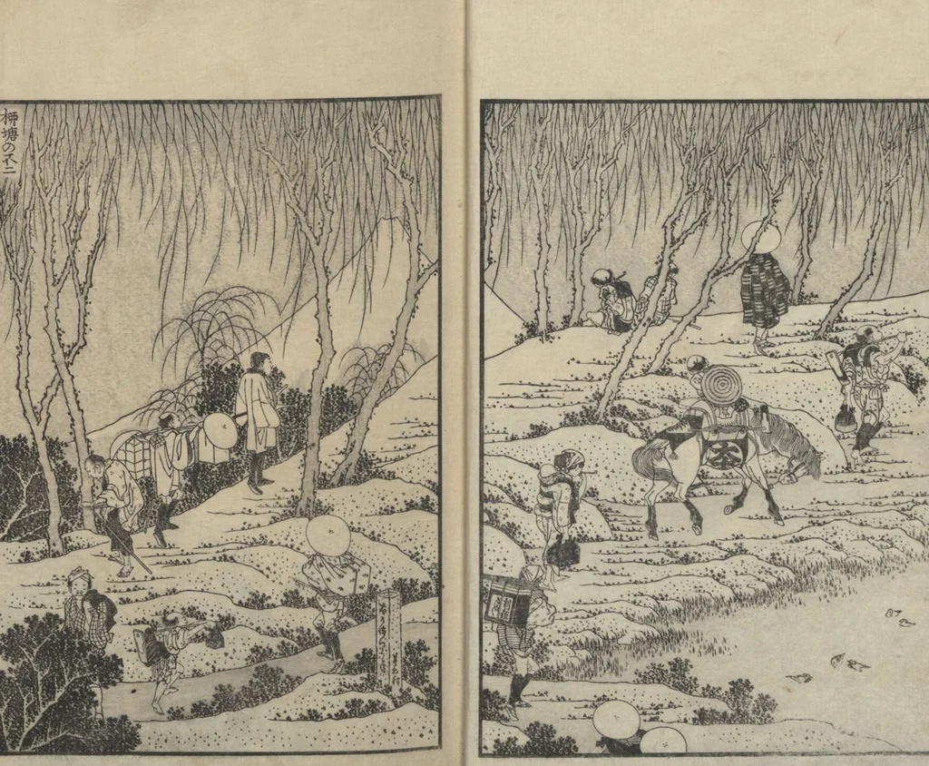An illustration from One Hundred Views of Mount Fuji (Fugaku Hyakkei shohen 富嶽百景 初編) : [volume 1], 1834, leaf 12