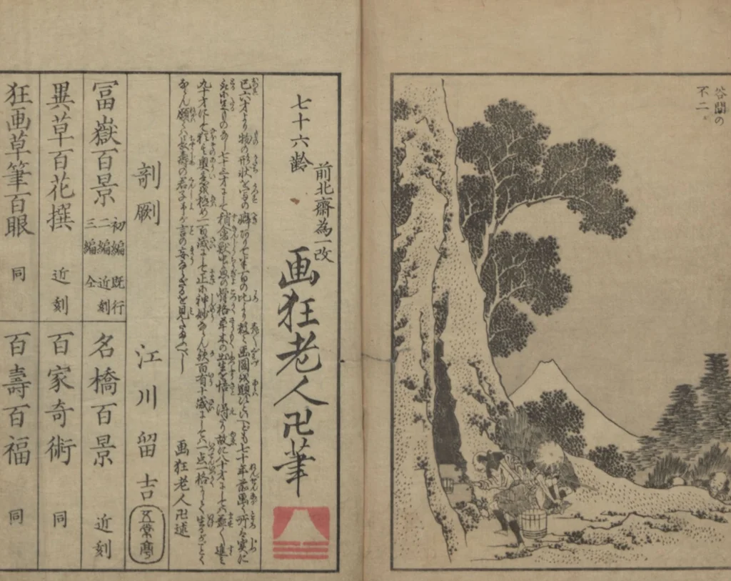 An illustration from One Hundred Views of Mount Fuji (Fugaku Hyakkei nihen 富嶽百景 二編) : [volume 2], 1835, leaf 28