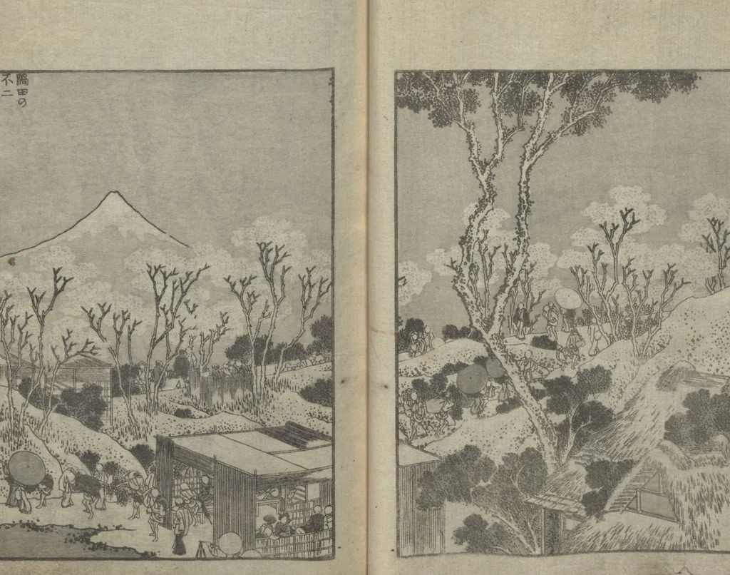 An illustration from One Hundred Views of Mount Fuji (Fugaku Hyakkei sanpen 富嶽百景[三編]) : [volume 3], 1847, leaf 12