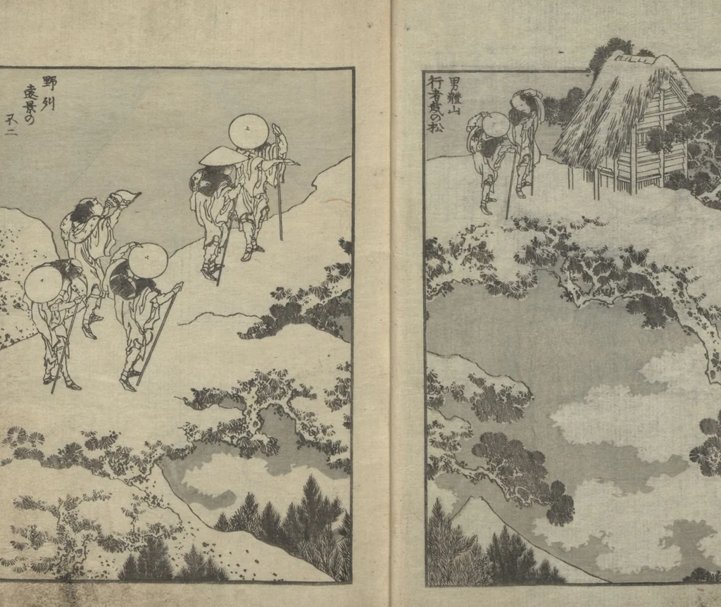 An illustration from One Hundred Views of Mount Fuji (Fugaku Hyakkei sanpen 富嶽百景[三編]) : [volume 3], 1847, leaf 4