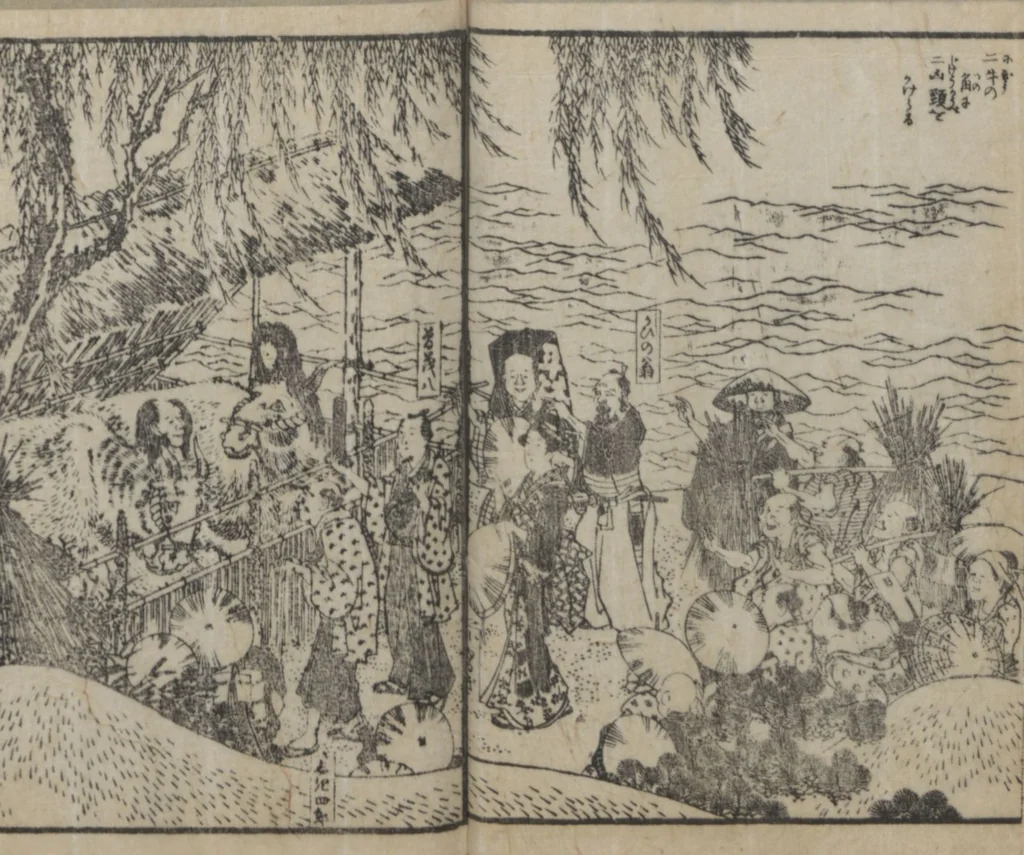 An illustration from The Story of Aoto Fujitsuna (Aoto Fujitsuna moryōan 青砥藤綱模稜案), 1812, leaf 89