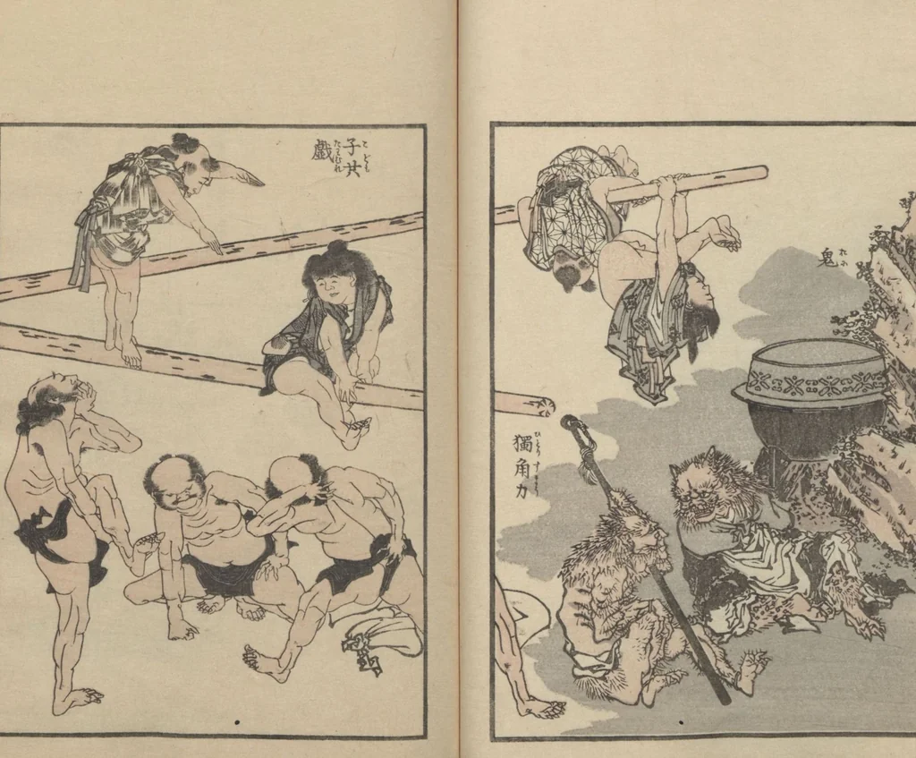 An illustration from Transmitting the Spirit, Revealing the Form of Things: Hokusai Sketchbooks (Denshin kaishu: Hokusai manga, jūgohen 伝神開手 北斎漫画 十五編) : [volume 15], 1878, leaf 19