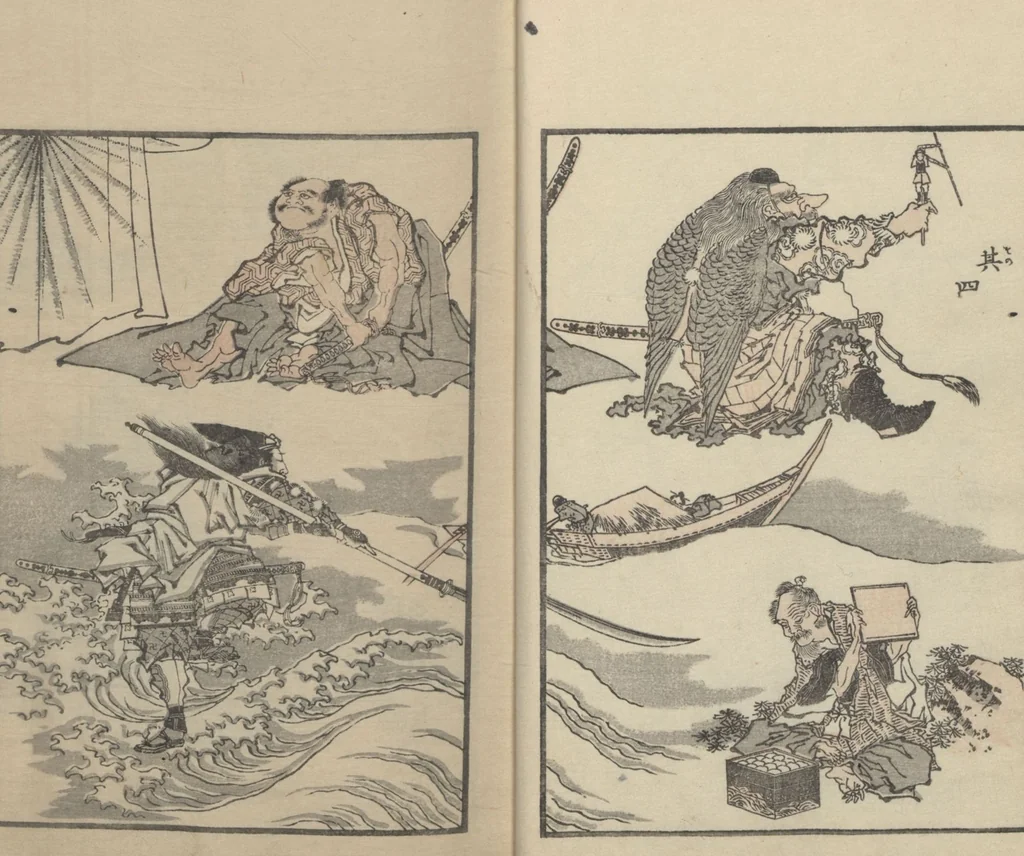 An illustration from Transmitting the Spirit, Revealing the Form of Things: Hokusai Sketchbooks (Denshin kaishu: Hokusai manga, jūgohen 伝神開手 北斎漫画 十五編) : [volume 15], 1878, leaf 8