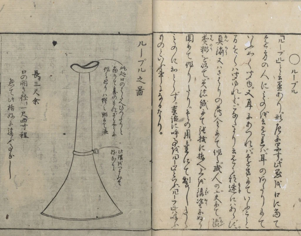 An illustration from Chats on Novelties of Foreign Lands (Kōmōzatsuwa 紅毛雑話) : [volume 3], 1787, leaf 15