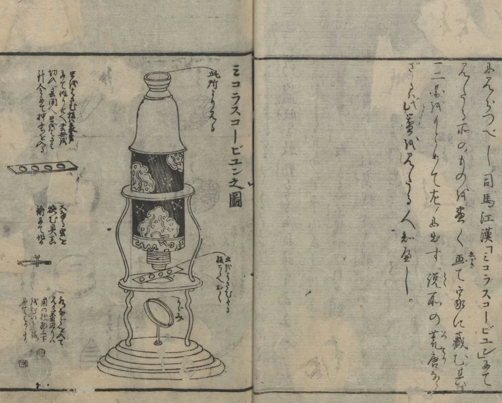 An illustration from Chats on Novelties of Foreign Lands (Kōmōzatsuwa 紅毛雑話) : [volume 3], 1787, leaf 18