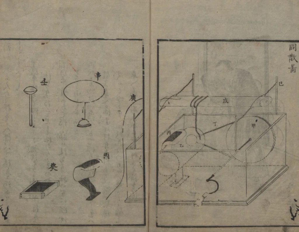 An illustration from Chats on Novelties of Foreign Lands (Kōmōzatsuwa 紅毛雑話), 1796, leaf 89