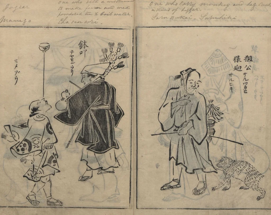 An illustration from Sketches of People (Jinbutsu sōga 人物艸画), 1724, leaf 33