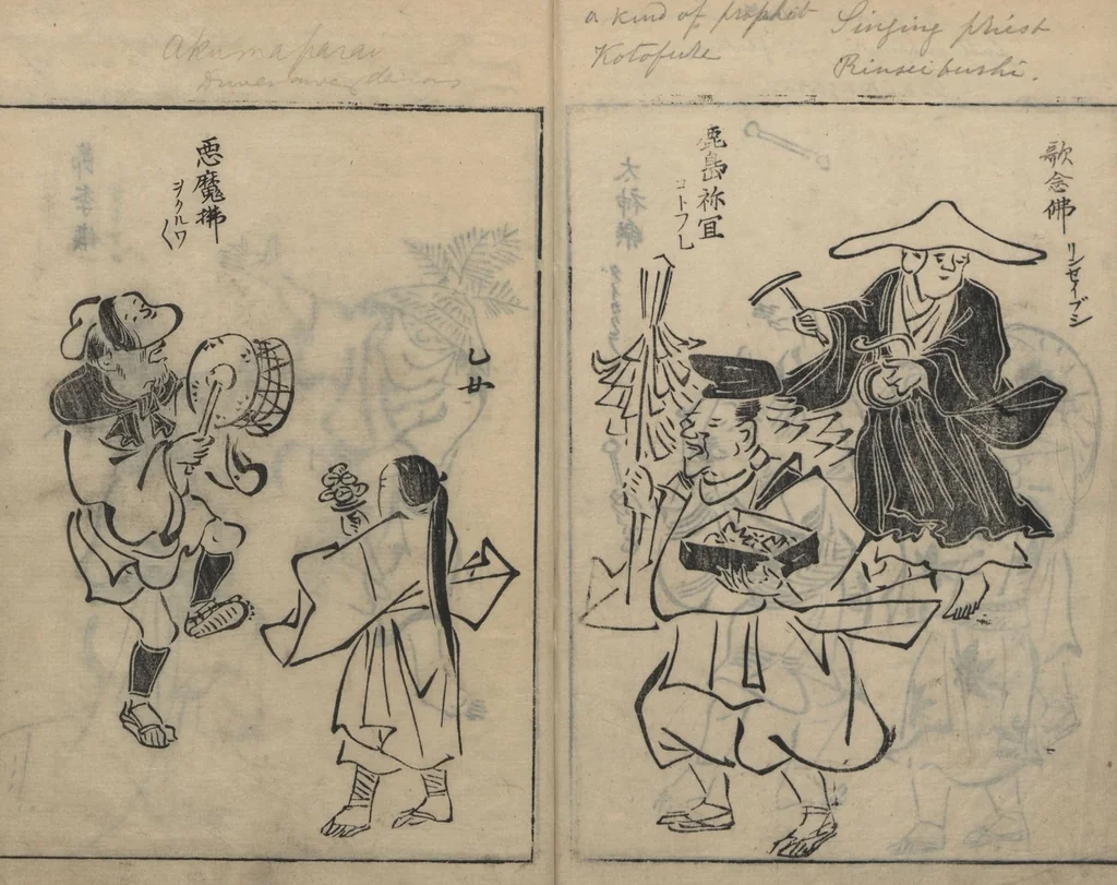An illustration from Sketches of People (Jinbutsu sōga 人物艸画), 1724, leaf 36