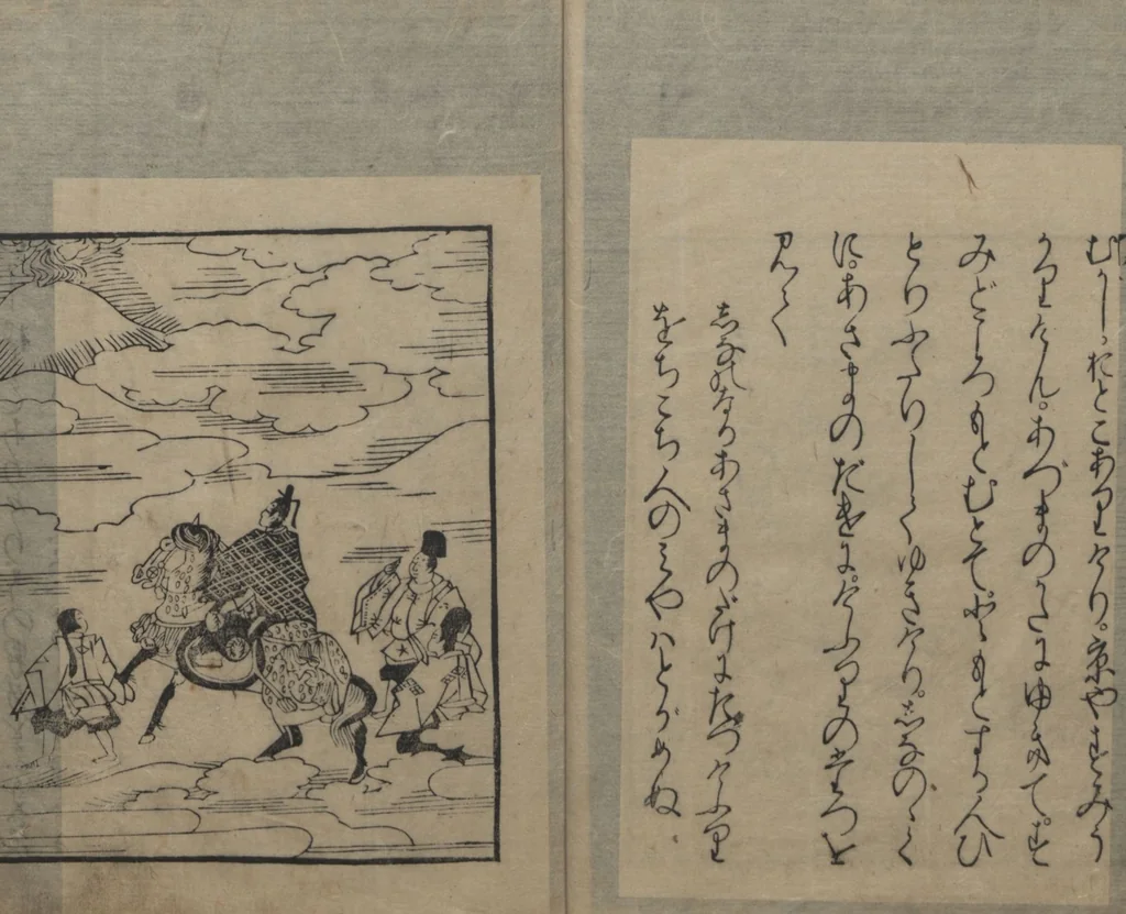 An illustration from Abduction Scene from "The Tale of Ise", 1608, leaf 11