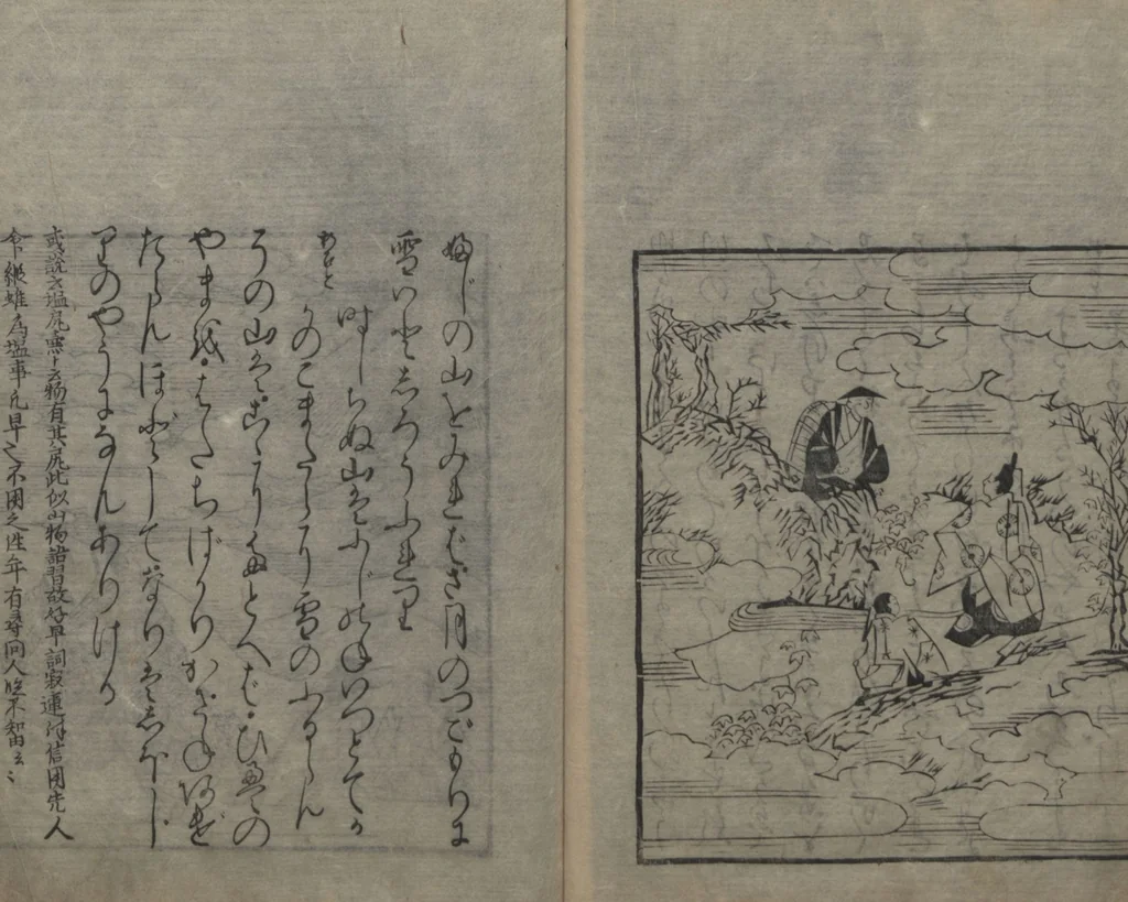 An illustration from Abduction Scene from "The Tale of Ise", 1608, leaf 14