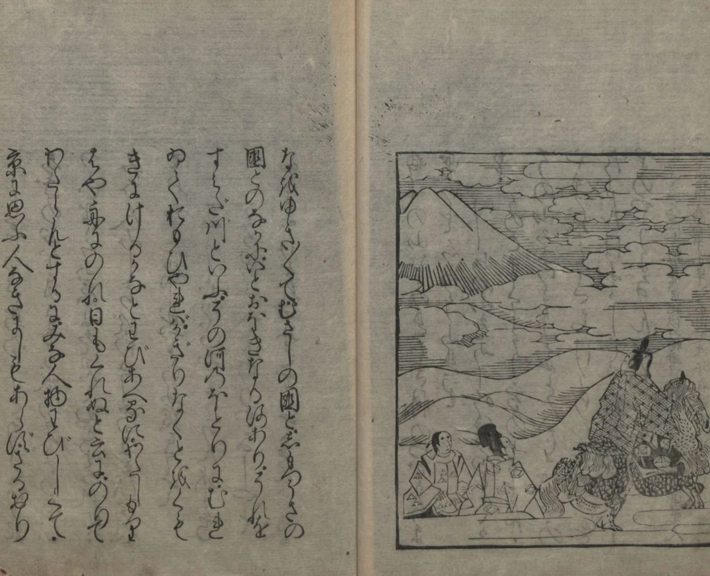 An illustration from Abduction Scene from "The Tale of Ise", 1608, leaf 15