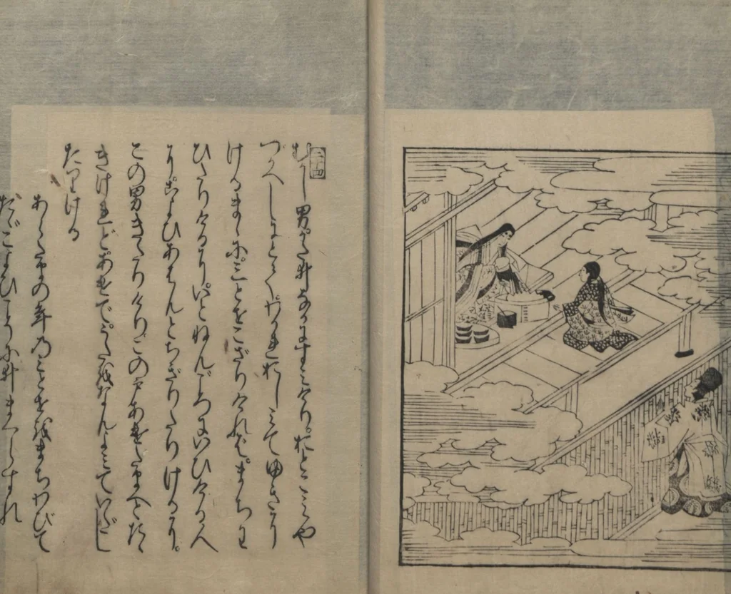 An illustration from Abduction Scene from "The Tale of Ise", 1608, leaf 29