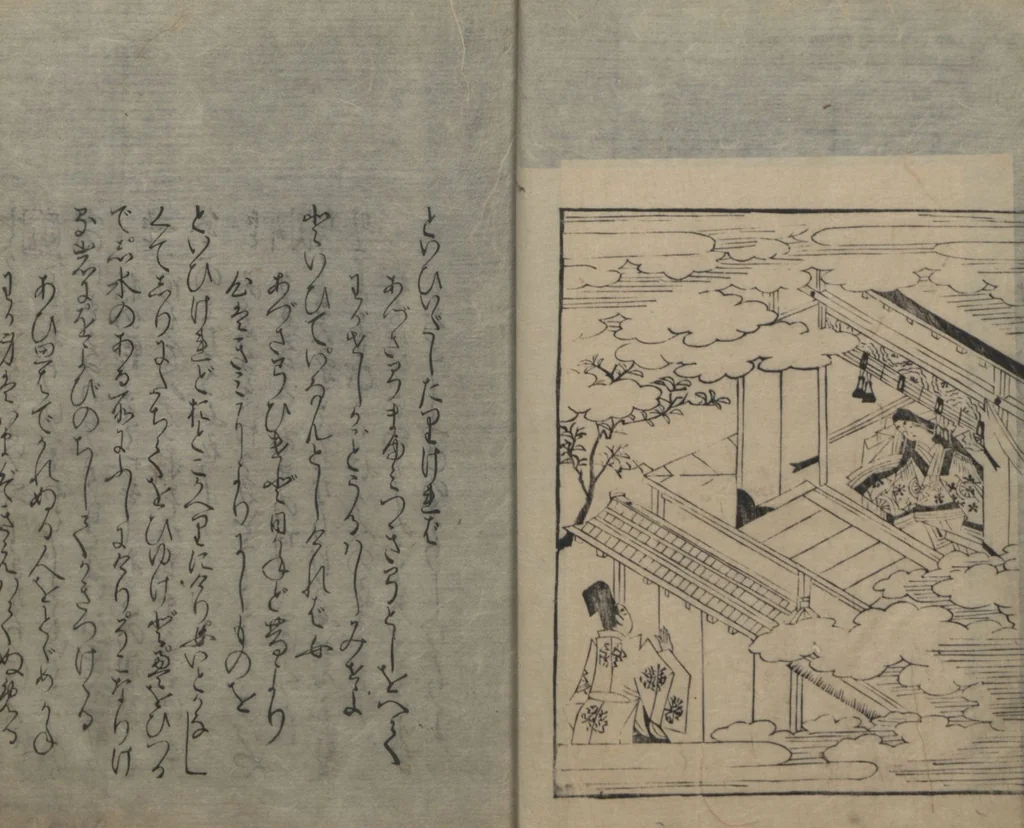 An illustration from Abduction Scene from "The Tale of Ise", 1608, leaf 30