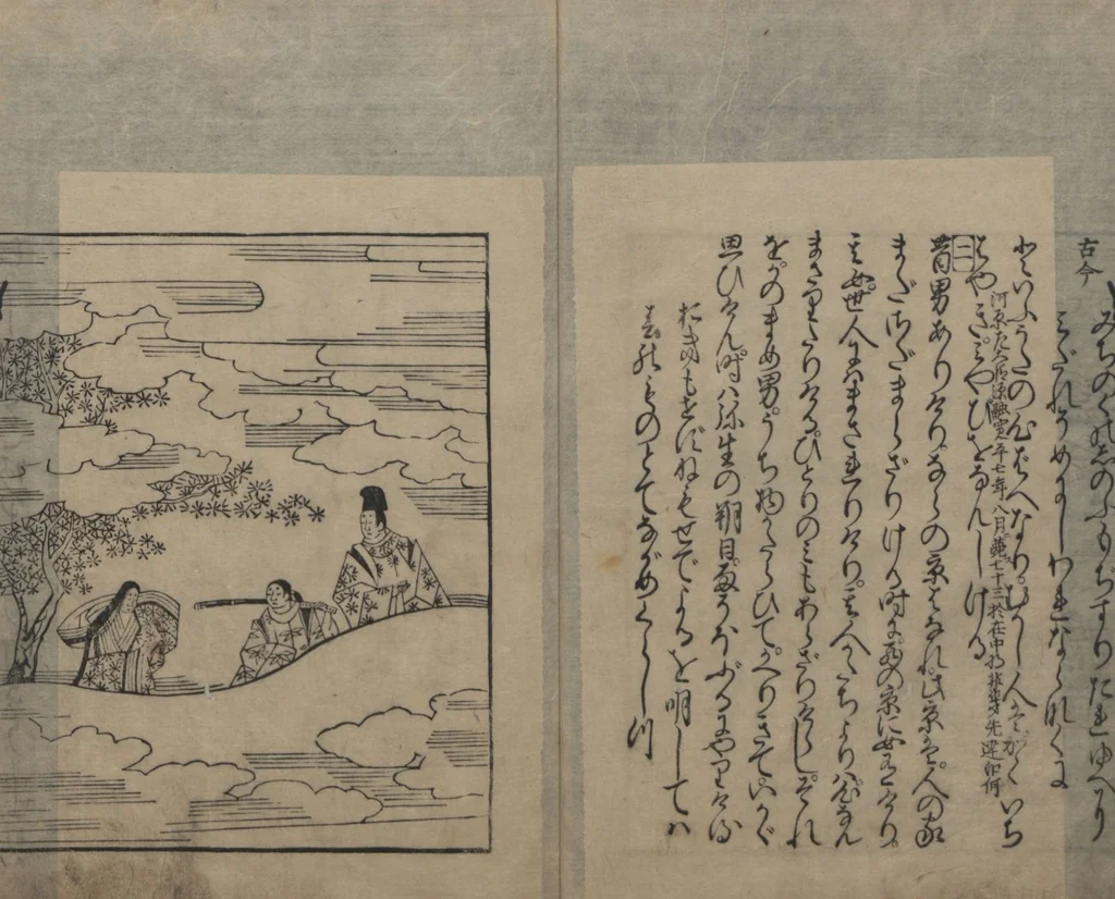An illustration from Abduction Scene from "The Tale of Ise", 1608, leaf 4