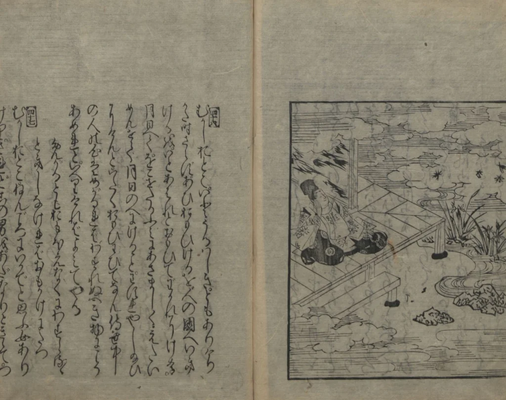 An illustration from Abduction Scene from "The Tale of Ise", 1608, leaf 40