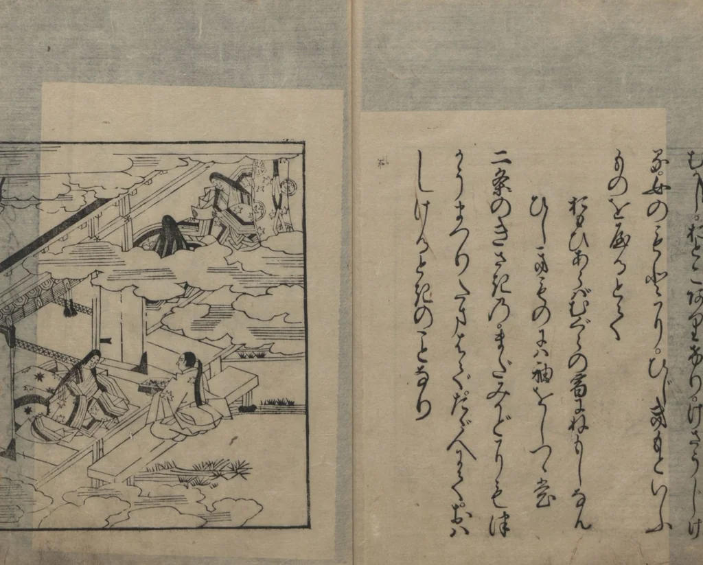 An illustration from Abduction Scene from "The Tale of Ise", 1608, leaf 5