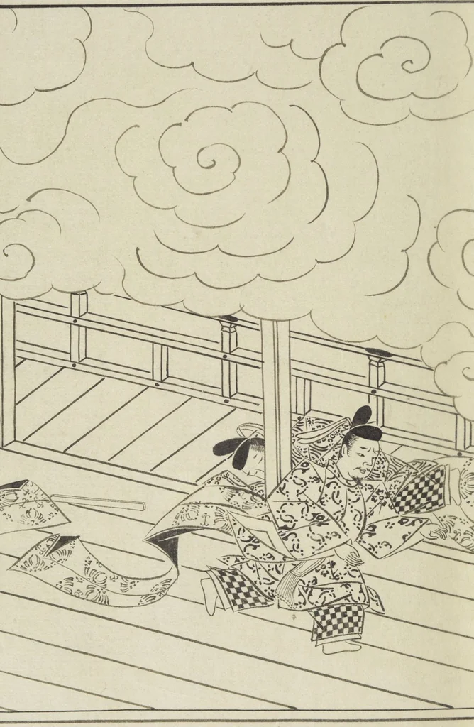 An illustration from Story of Michizane Sugawara, known as Tenjin (Tenjin engi 天神縁起), leaf 105