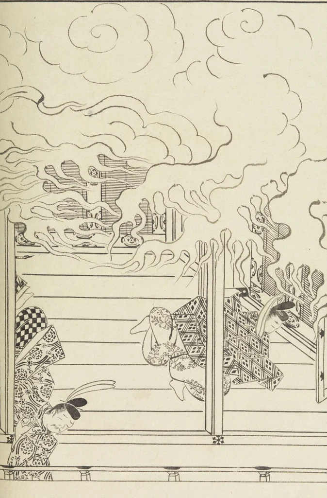 An illustration from Story of Michizane Sugawara, known as Tenjin (Tenjin engi 天神縁起), leaf 116