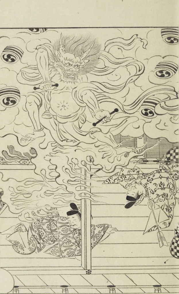 An illustration from Story of Michizane Sugawara, known as Tenjin (Tenjin engi 天神縁起), leaf 117
