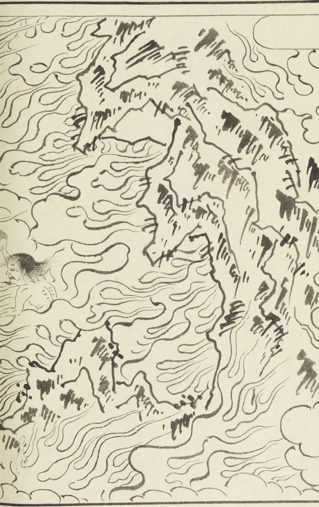 An illustration from Story of Michizane Sugawara, known as Tenjin (Tenjin engi 天神縁起), leaf 130
