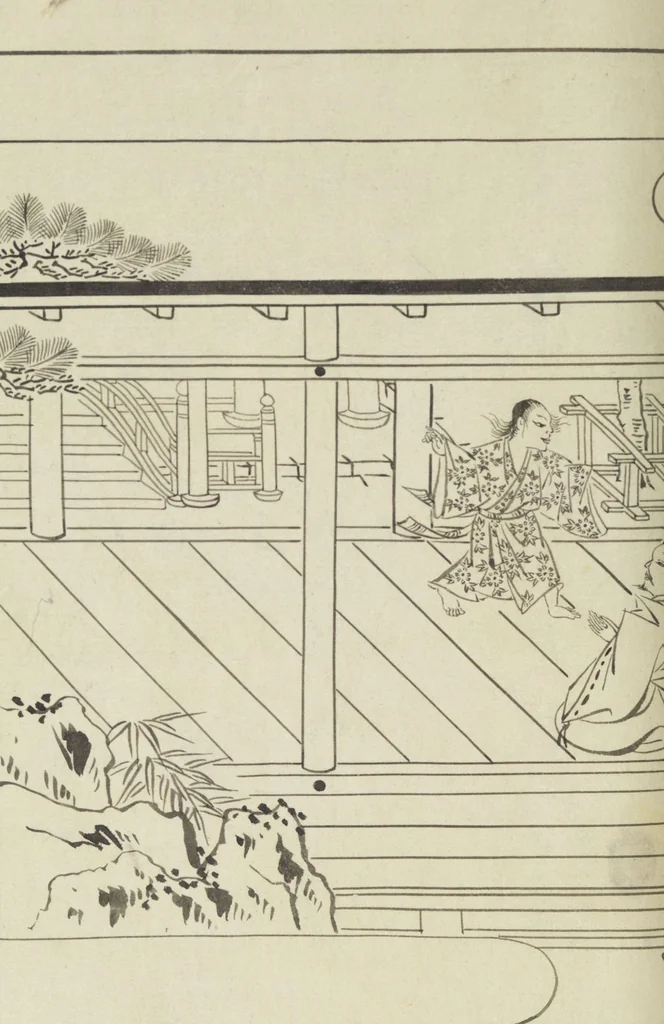 An illustration from Story of Michizane Sugawara, known as Tenjin (Tenjin engi 天神縁起), leaf 155