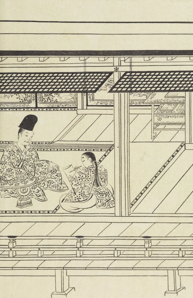 An illustration from Story of Michizane Sugawara, known as Tenjin (Tenjin engi 天神縁起), leaf 16