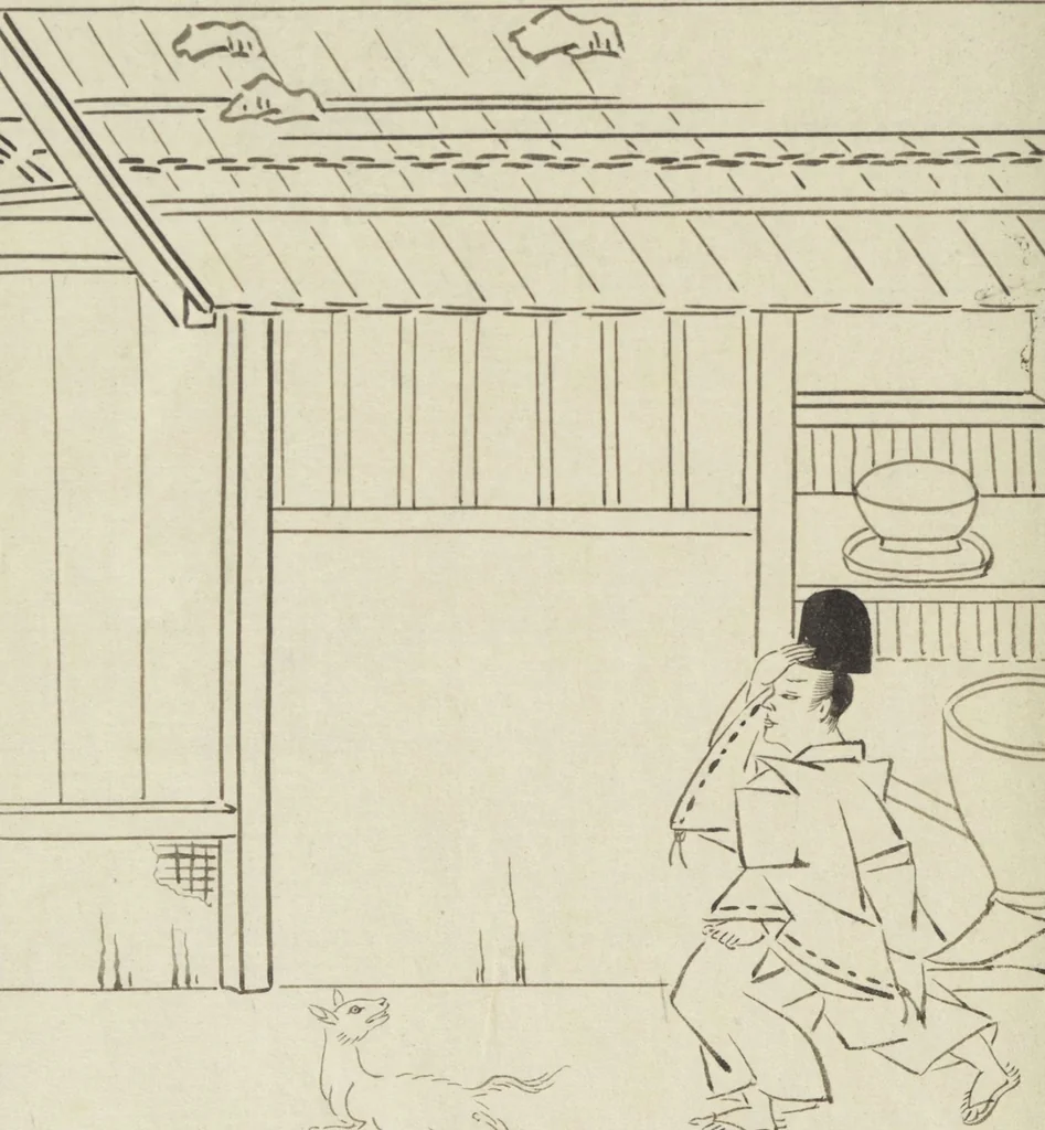 An illustration from Story of Michizane Sugawara, known as Tenjin (Tenjin engi 天神縁起), leaf 161