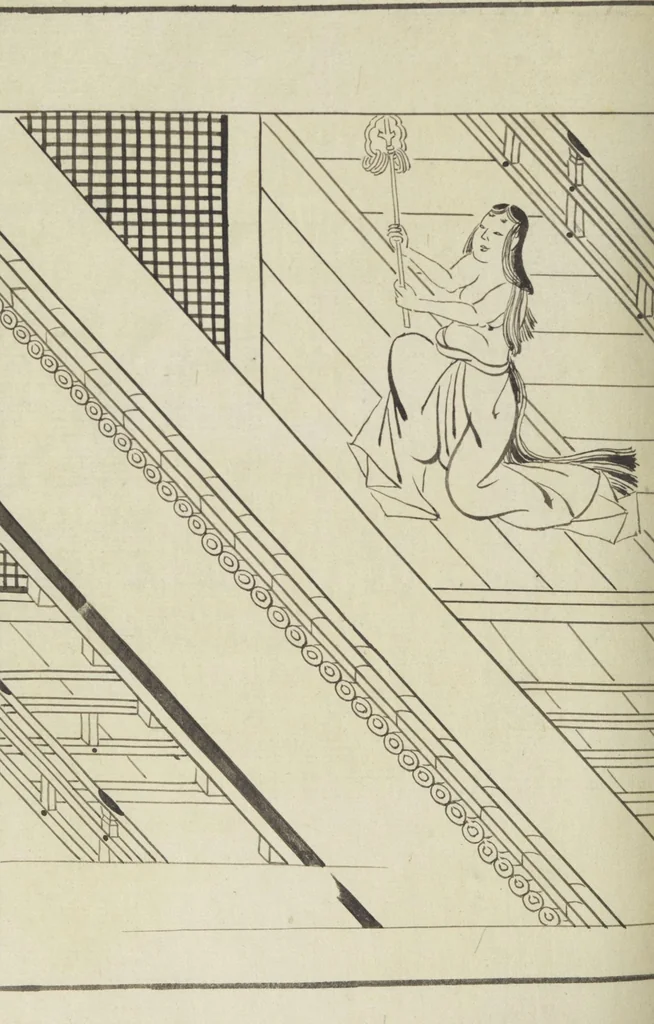 An illustration from Story of Michizane Sugawara, known as Tenjin (Tenjin engi 天神縁起), leaf 197