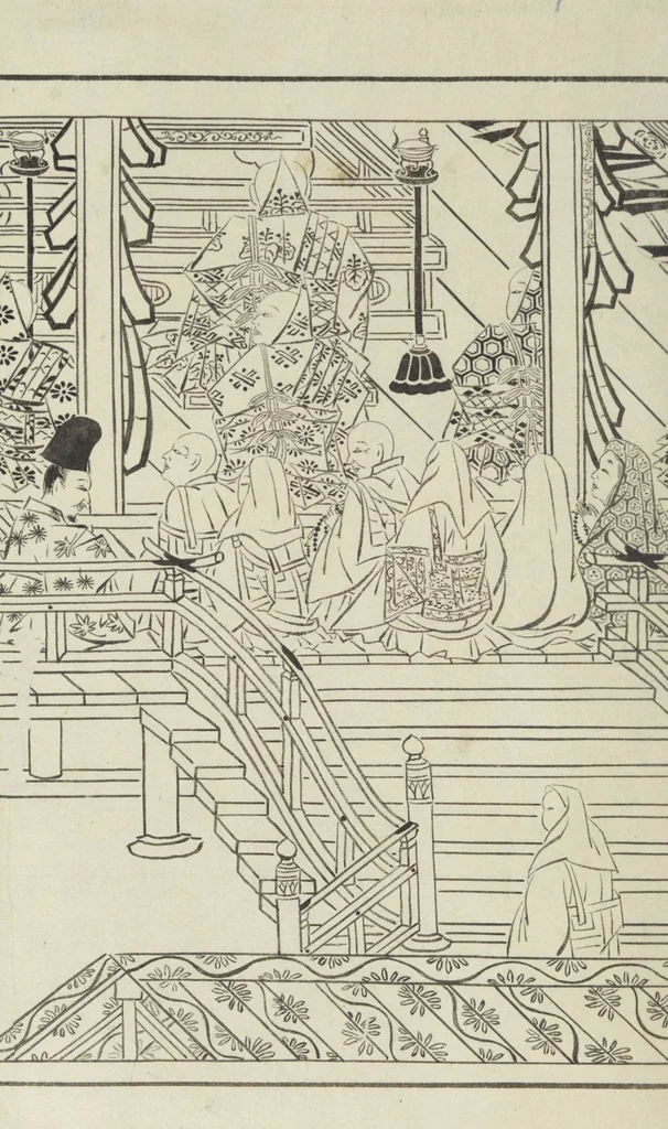 An illustration from Story of Michizane Sugawara, known as Tenjin (Tenjin engi 天神縁起), leaf 39