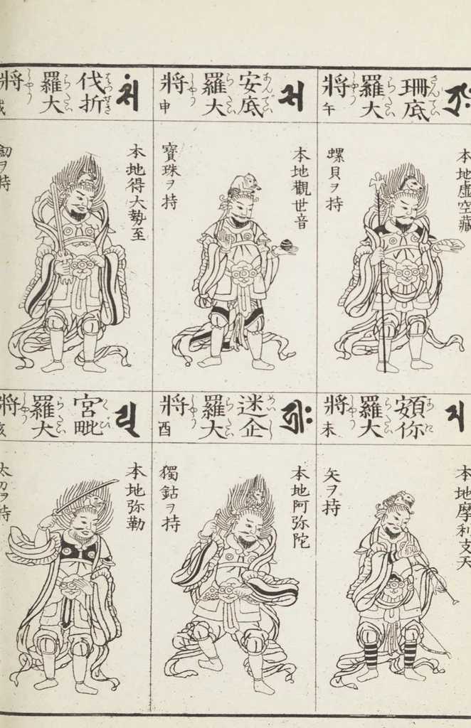 An illustration from Buddhist Figures and Their Attributes [Meiji edition] (Meiji zōho shoshū butsuzō zui 明治増補諸宗佛像図彙), 1886, leaf 112