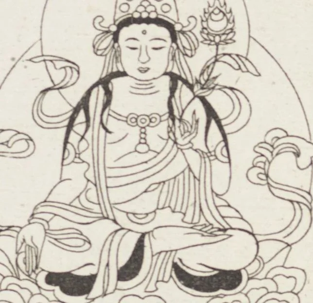 An illustration from Buddhist Figures and Their Attributes [Meiji edition] (Meiji zōho shoshū butsuzō zui 明治増補諸宗佛像図彙), 1886, leaf 128
