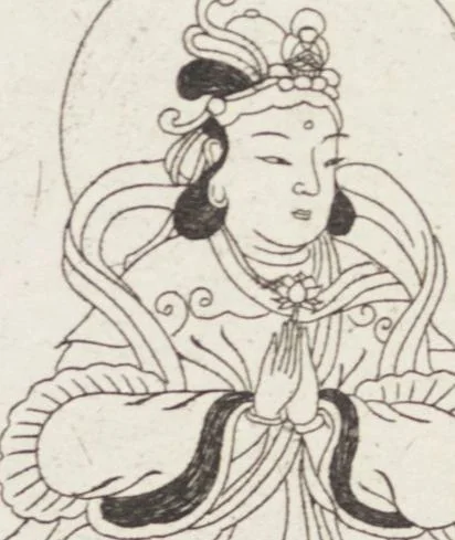 An illustration from Buddhist Figures and Their Attributes [Meiji edition] (Meiji zōho shoshū butsuzō zui 明治増補諸宗佛像図彙), 1886, leaf 128
