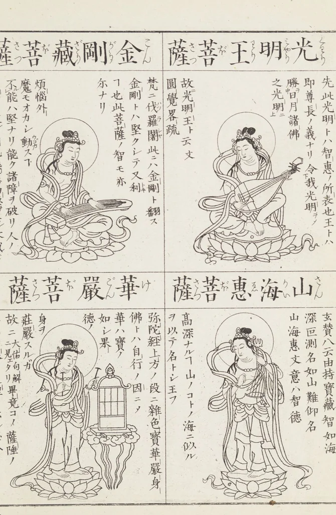 An illustration from Buddhist Figures and Their Attributes [Meiji edition] (Meiji zōho shoshū butsuzō zui 明治増補諸宗佛像図彙), 1886, leaf 40