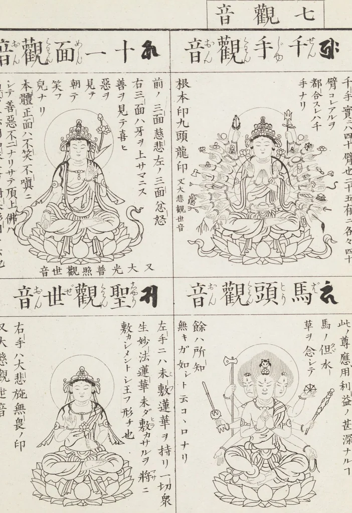An illustration from Buddhist Figures and Their Attributes [Meiji edition] (Meiji zōho shoshū butsuzō zui 明治増補諸宗佛像図彙), 1886, leaf 44