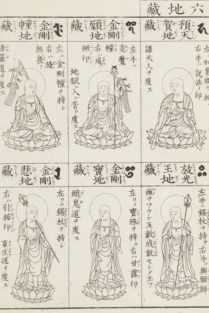 An illustration from Buddhist Figures and Their Attributes [Meiji edition] (Meiji zōho shoshū butsuzō zui 明治増補諸宗佛像図彙), 1886, leaf 54