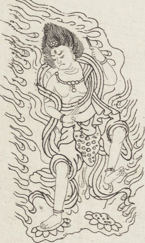An illustration from Buddhist Figures and Their Attributes [Meiji edition] (Meiji zōho shoshū butsuzō zui 明治増補諸宗佛像図彙), 1886, leaf 58