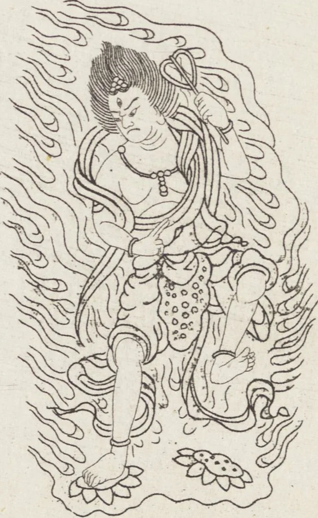An illustration from Buddhist Figures and Their Attributes [Meiji edition] (Meiji zōho shoshū butsuzō zui 明治増補諸宗佛像図彙), 1886, leaf 58