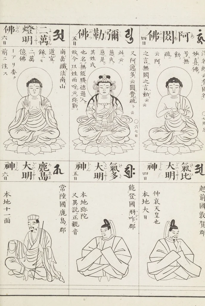 An illustration from Buddhist Figures and Their Attributes [Meiji edition] (Meiji zōho shoshū butsuzō zui 明治増補諸宗佛像図彙), 1886, leaf 64