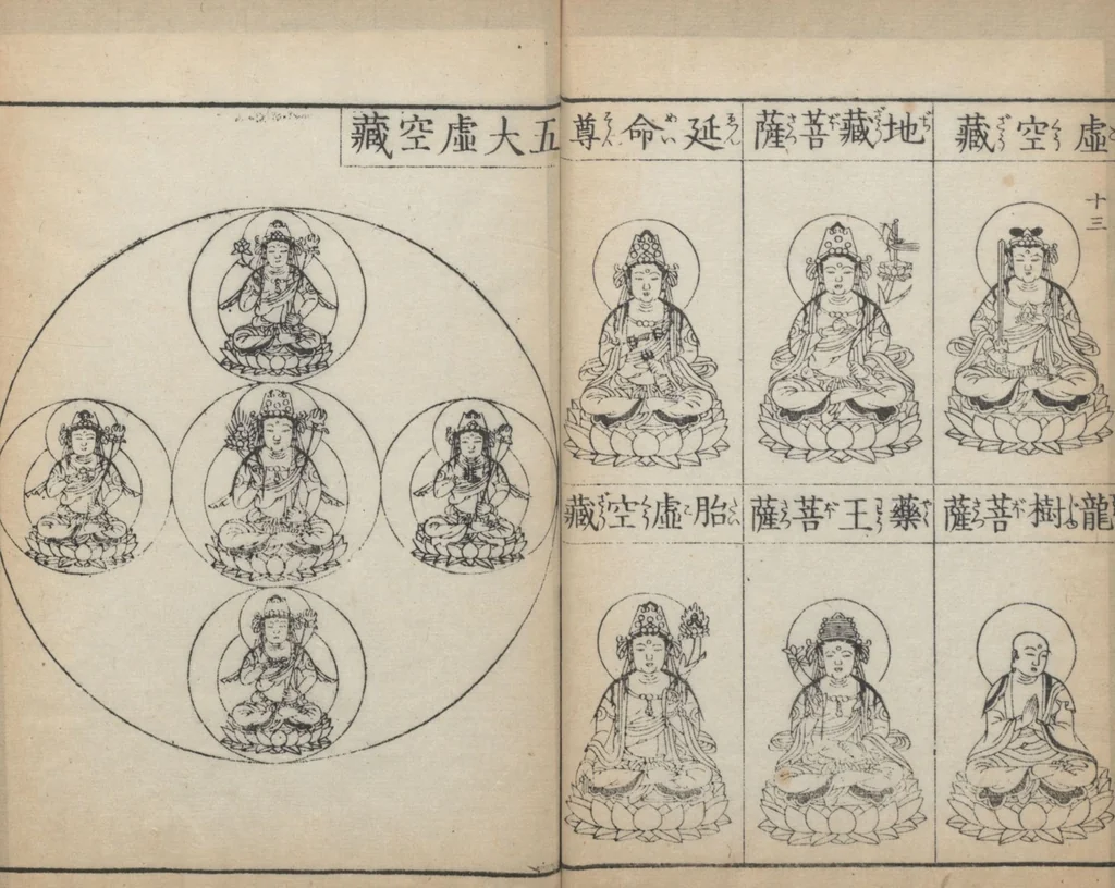 An illustration from Buddhist Figures and Their Attributes (Zōho shoshū Butsuzō zui 増補諸宗 佛像図彙) : [volume 4], 1783, leaf 9