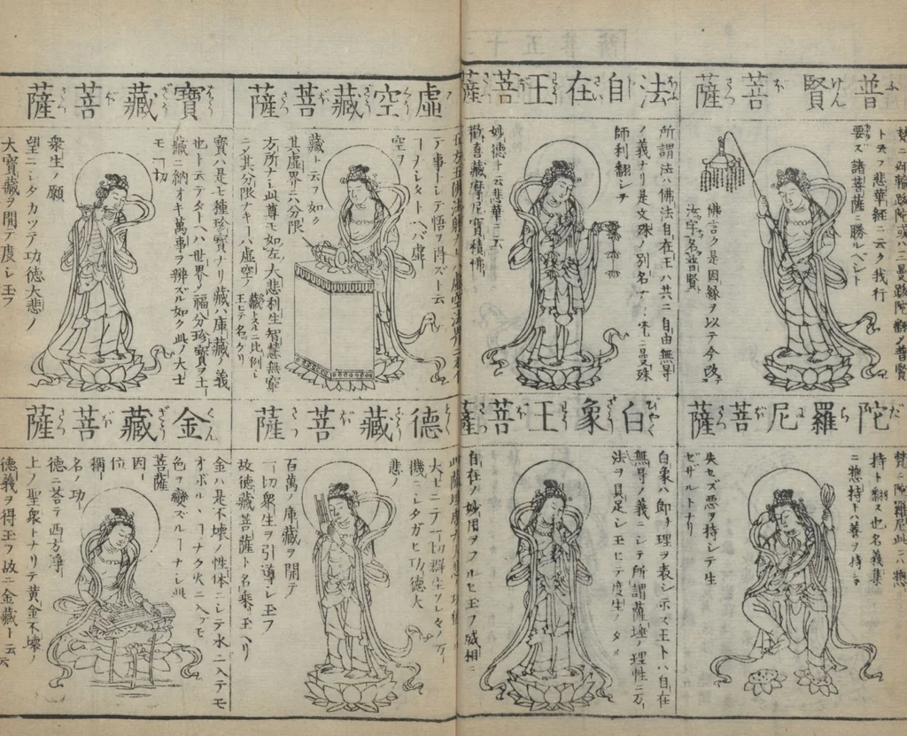 An illustration from Buddhist Figures and Their Attributes (Zōho shoshū Butsuzō zui 増補諸宗 佛像図彙) : [volume 2], 1783, leaf 11